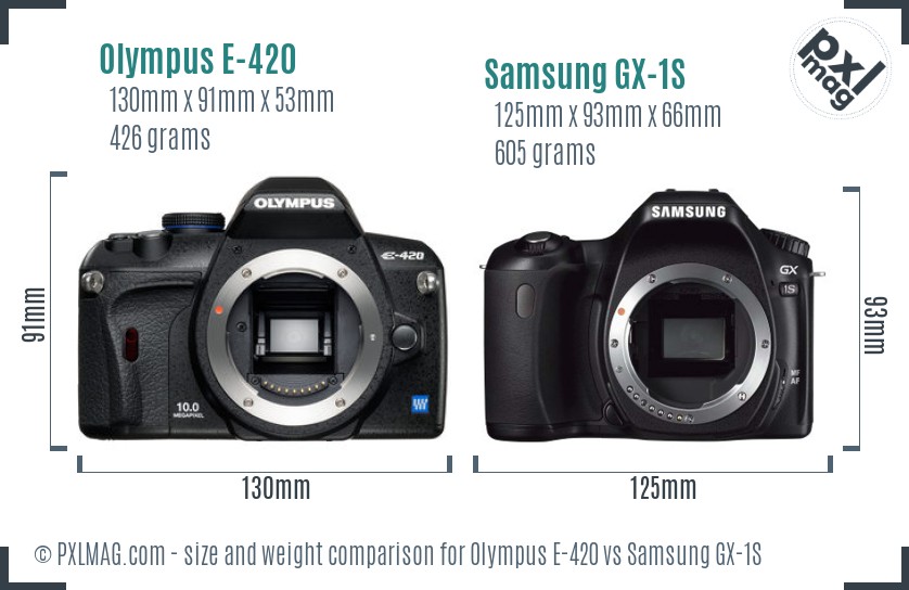 Olympus E-420 vs Samsung GX-1S size comparison