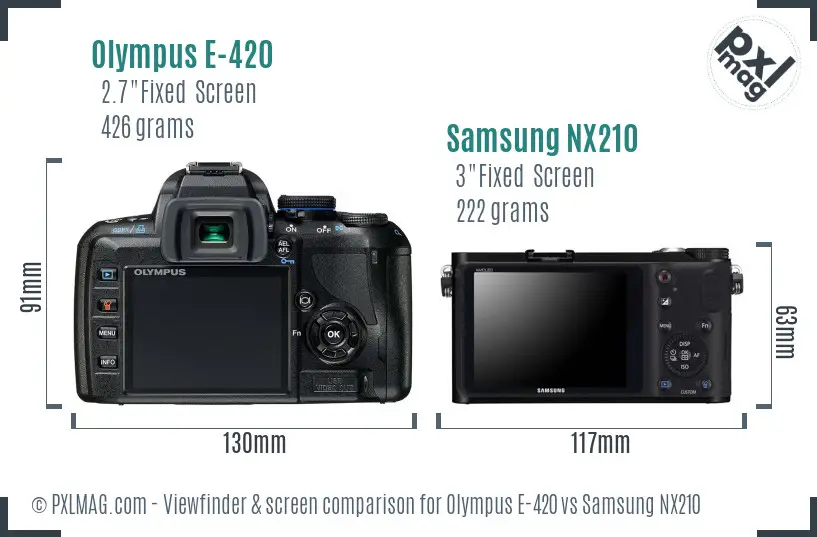 Olympus E-420 vs Samsung NX210 Screen and Viewfinder comparison