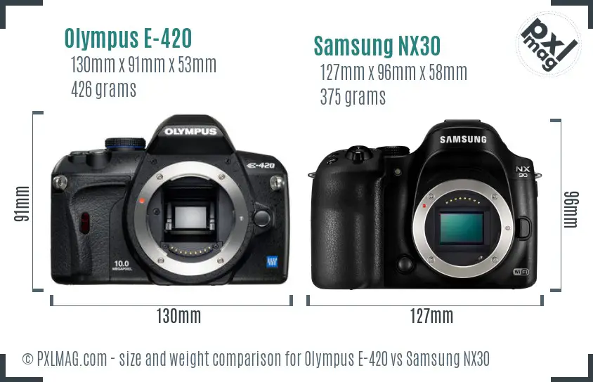 Olympus E-420 vs Samsung NX30 size comparison