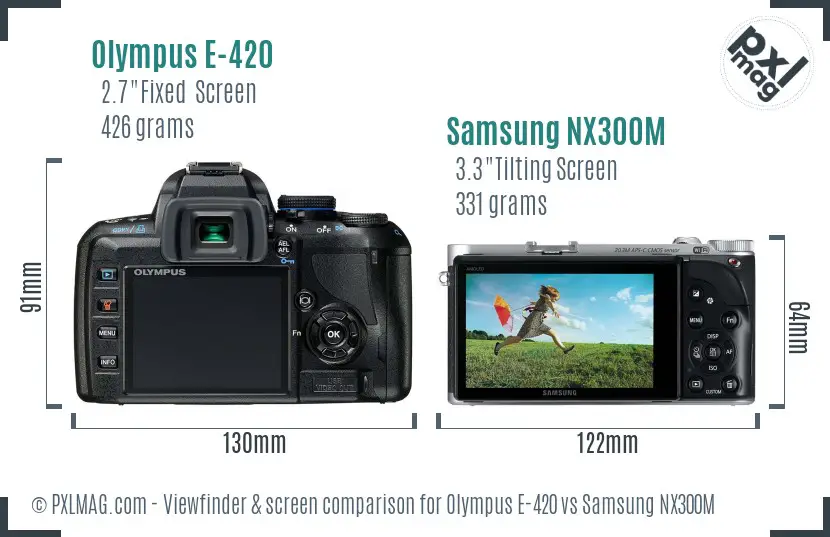 Olympus E-420 vs Samsung NX300M Screen and Viewfinder comparison
