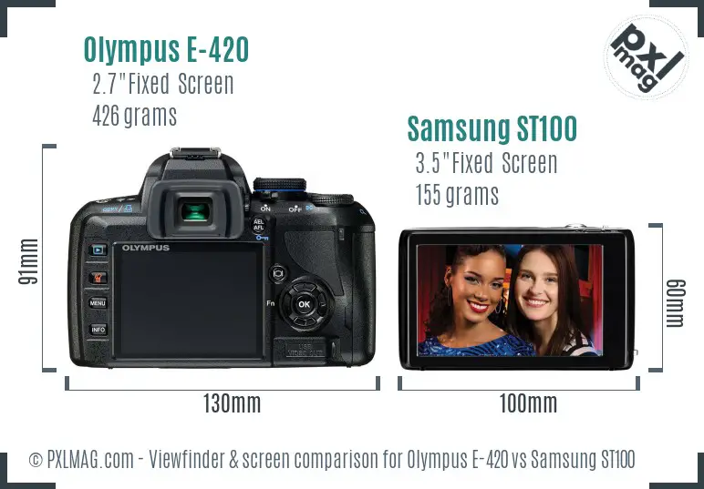 Olympus E-420 vs Samsung ST100 Screen and Viewfinder comparison