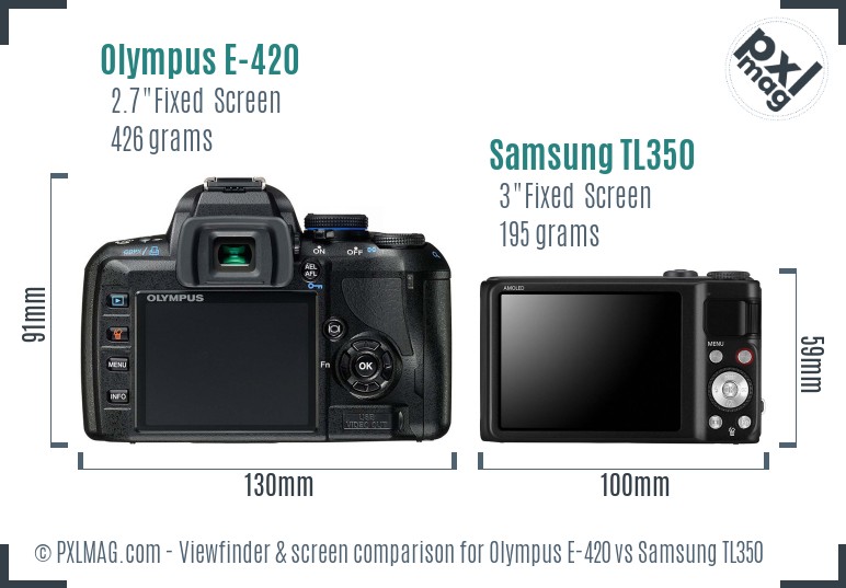 Olympus E-420 vs Samsung TL350 Screen and Viewfinder comparison