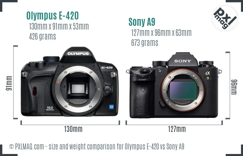 Olympus E-420 vs Sony A9 size comparison Olympus E-420 vs Sony A9 size comparison