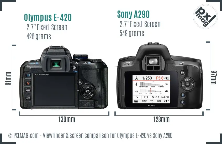 Olympus E-420 vs Sony A290 Screen and Viewfinder comparison
