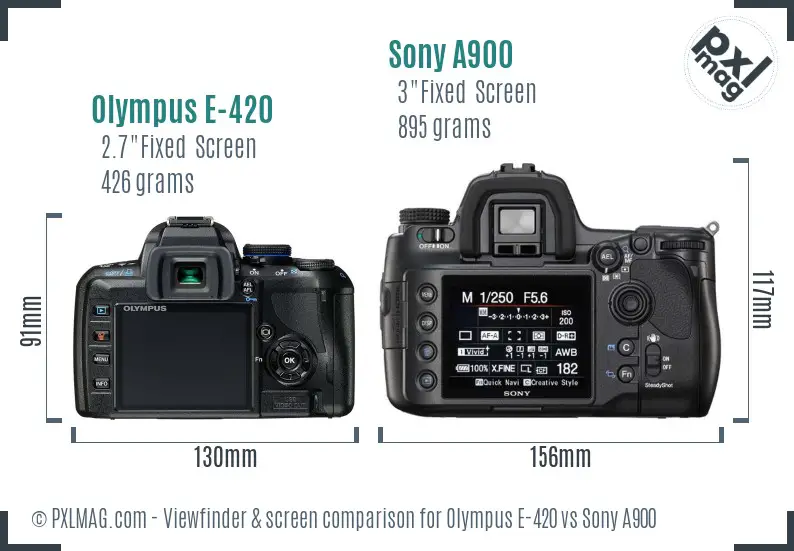 Olympus E-420 vs Sony A900 Screen and Viewfinder comparison Olympus E-420 vs Sony A900 Screen and Viewfinder comparison