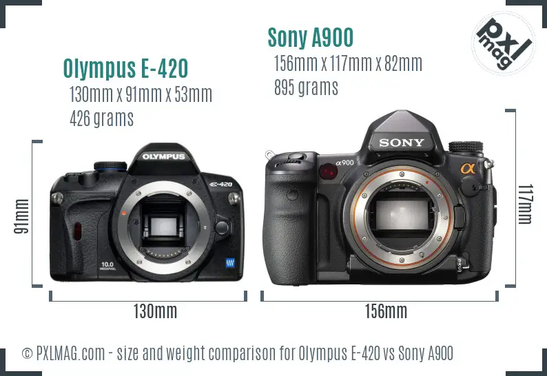 Olympus E-420 vs Sony A900 size comparison Olympus E-420 vs Sony A900 size comparison