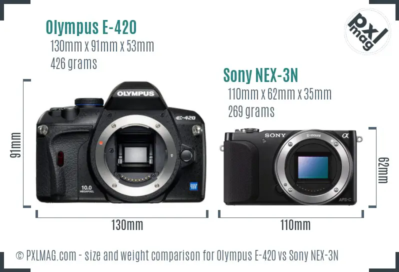 Olympus E-420 vs Sony NEX-3N size comparison