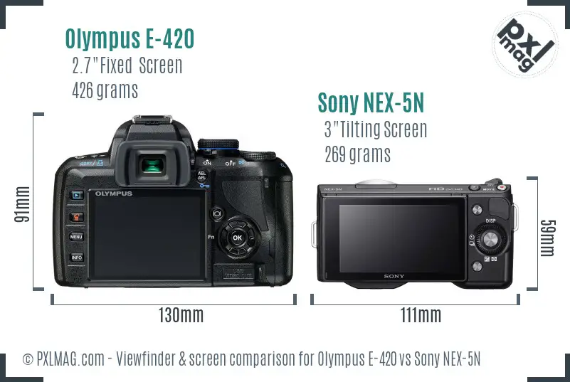 Olympus E-420 vs Sony NEX-5N Screen and Viewfinder comparison