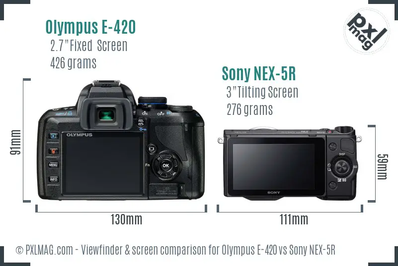 Olympus E-420 vs Sony NEX-5R Screen and Viewfinder comparison