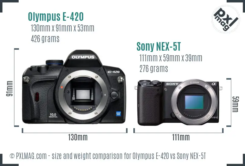 Olympus E-420 vs Sony NEX-5T size comparison