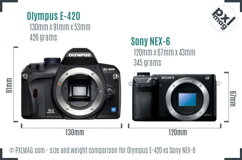 Olympus E-420 vs Sony NEX-6 size comparison