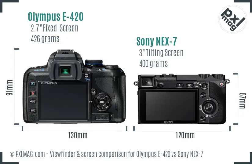 Olympus E-420 vs Sony NEX-7 Screen and Viewfinder comparison