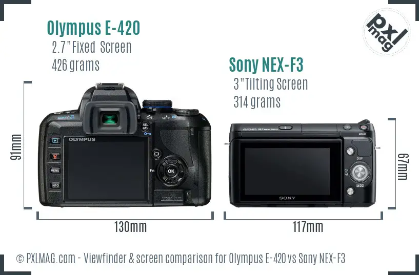 Olympus E-420 vs Sony NEX-F3 Screen and Viewfinder comparison