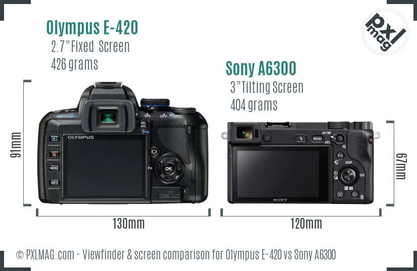 Olympus E-420 vs Sony A6300 Screen and Viewfinder comparison