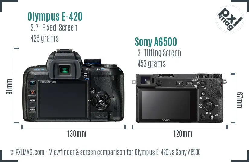 Olympus E-420 vs Sony A6500 Screen and Viewfinder comparison