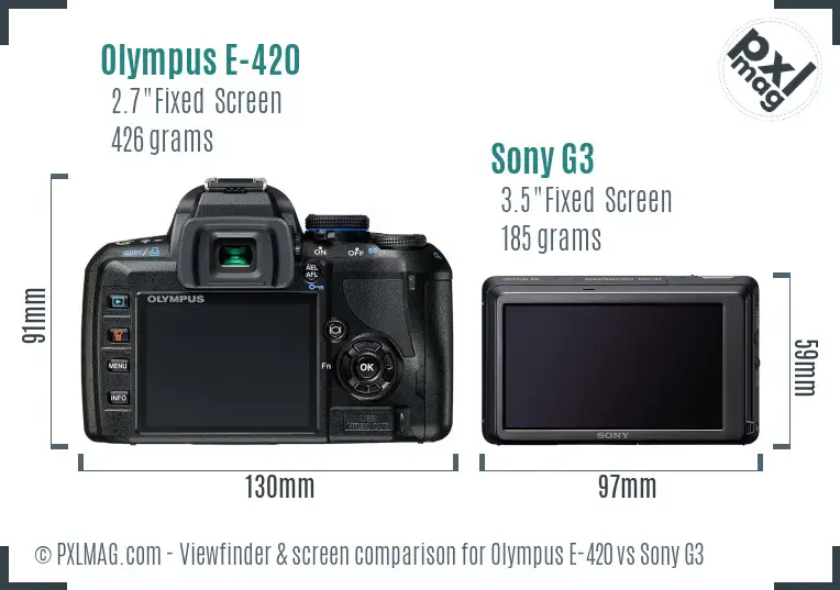 Olympus E-420 vs Sony G3 Screen and Viewfinder comparison