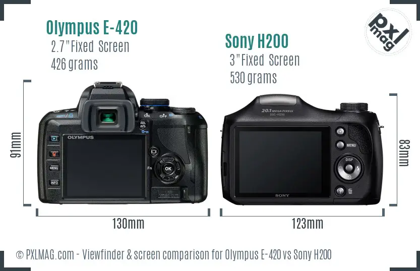 Olympus E-420 vs Sony H200 Screen and Viewfinder comparison