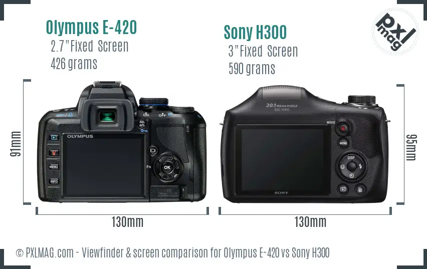 Olympus E-420 vs Sony H300 Screen and Viewfinder comparison