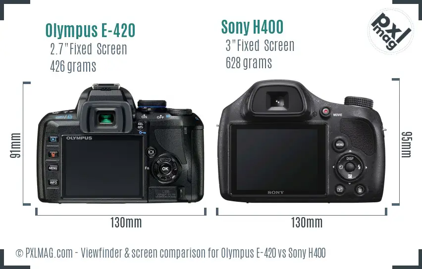 Olympus E-420 vs Sony H400 Screen and Viewfinder comparison