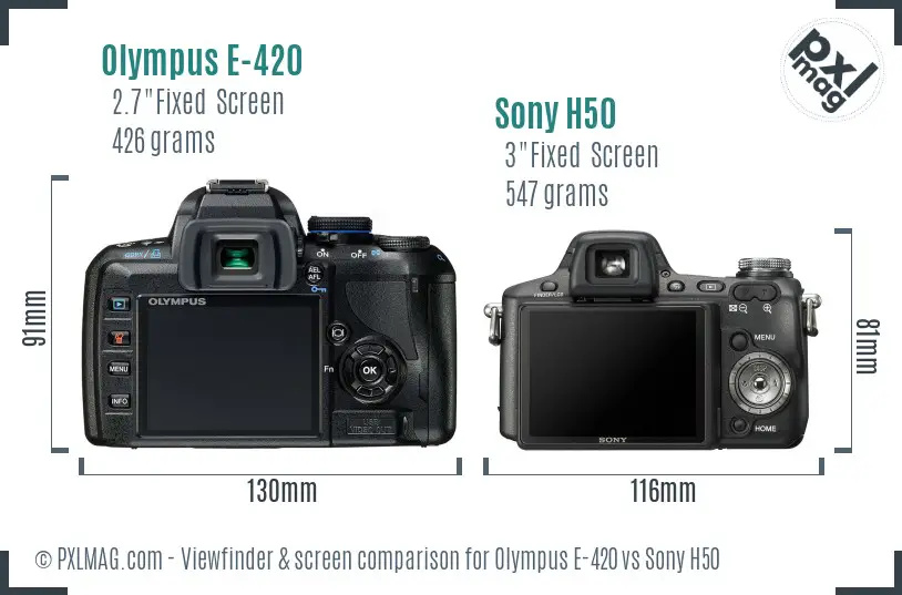 Olympus E-420 vs Sony H50 Screen and Viewfinder comparison