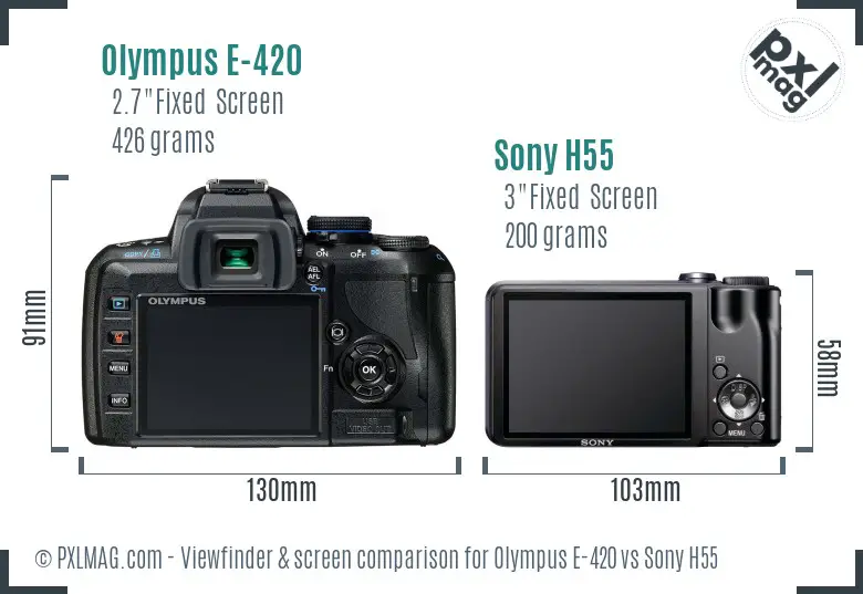 Olympus E-420 vs Sony H55 Screen and Viewfinder comparison