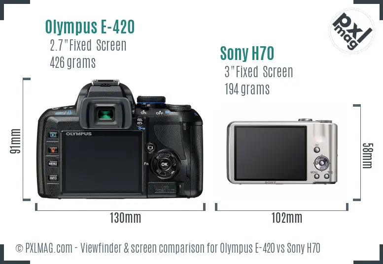 Olympus E-420 vs Sony H70 Screen and Viewfinder comparison