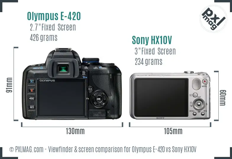 Olympus E-420 vs Sony HX10V Screen and Viewfinder comparison