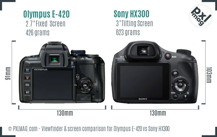 Olympus E-420 vs Sony HX300 Screen and Viewfinder comparison