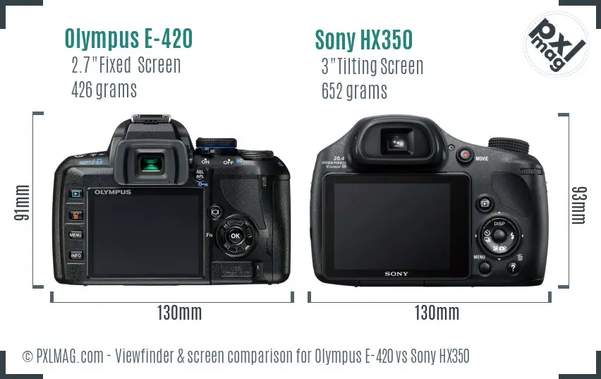 Olympus E-420 vs Sony HX350 Screen and Viewfinder comparison