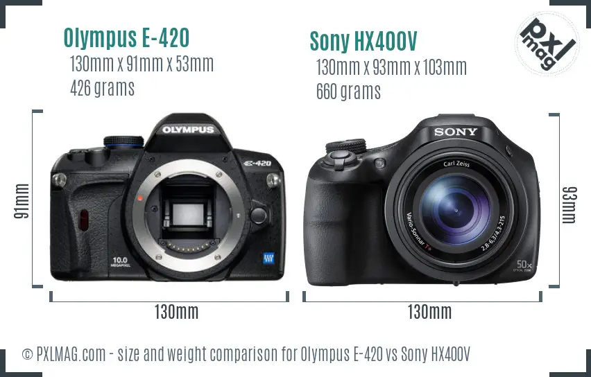Olympus E-420 vs Sony HX400V size comparison
