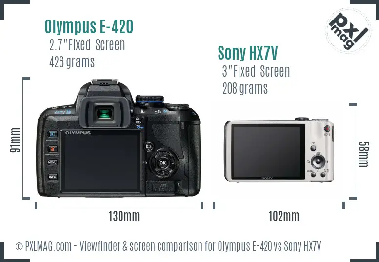 Olympus E-420 vs Sony HX7V Screen and Viewfinder comparison