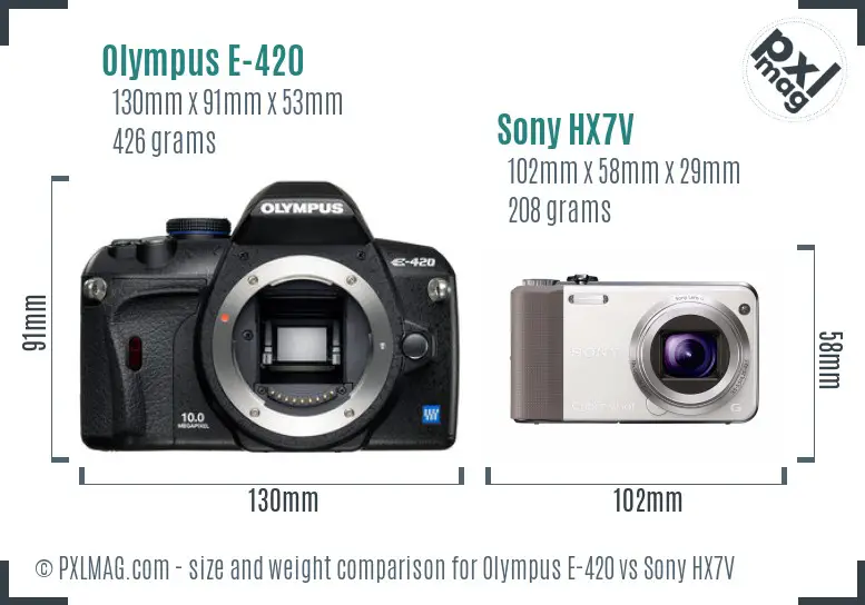 Olympus E-420 vs Sony HX7V size comparison