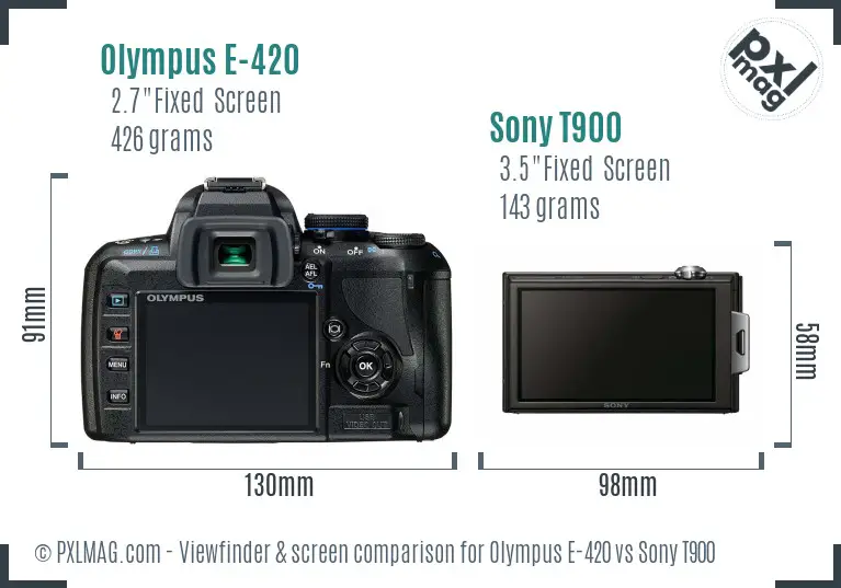 Olympus E-420 vs Sony T900 Screen and Viewfinder comparison