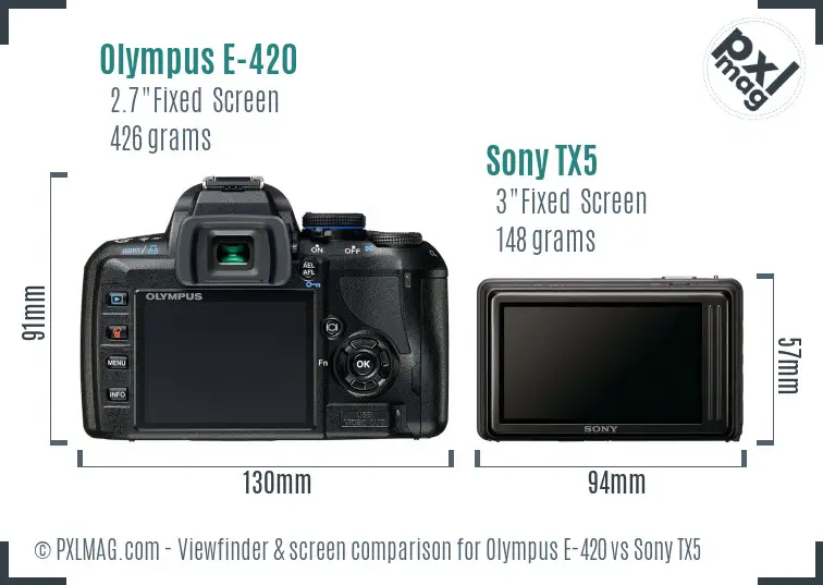 Olympus E-420 vs Sony TX5 Screen and Viewfinder comparison