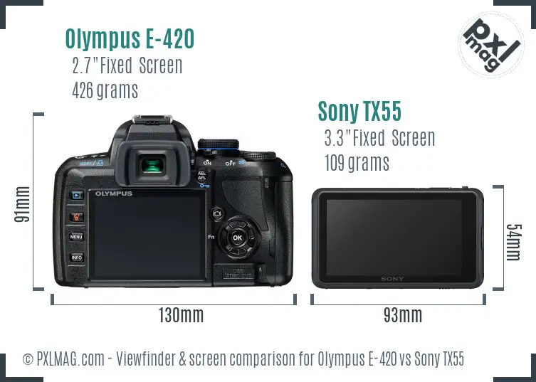 Olympus E-420 vs Sony TX55 Screen and Viewfinder comparison Olympus E-420 vs Sony TX55 Screen and Viewfinder comparison