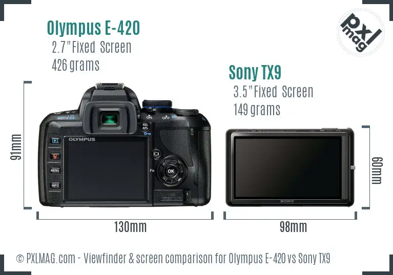 Olympus E-420 vs Sony TX9 Screen and Viewfinder comparison Olympus E-420 vs Sony TX9 Screen and Viewfinder comparison