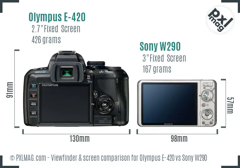 Olympus E-420 vs Sony W290 Screen and Viewfinder comparison Olympus E-420 vs Sony W290 Screen and Viewfinder comparison