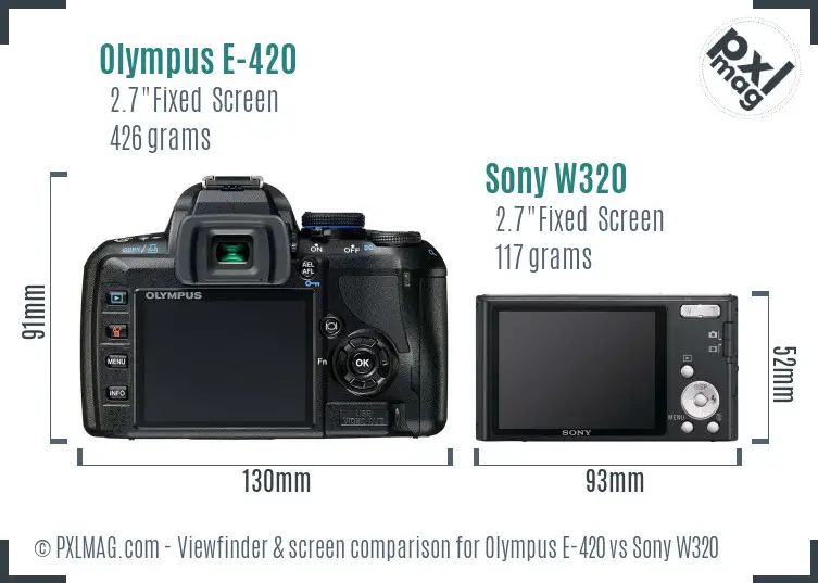 Olympus E-420 vs Sony W320 Screen and Viewfinder comparison