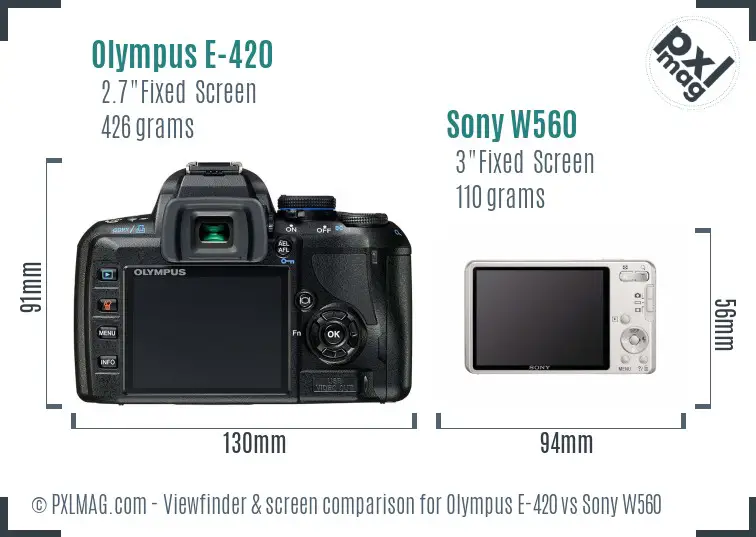 Olympus E-420 vs Sony W560 Screen and Viewfinder comparison Olympus E-420 vs Sony W560 Screen and Viewfinder comparison
