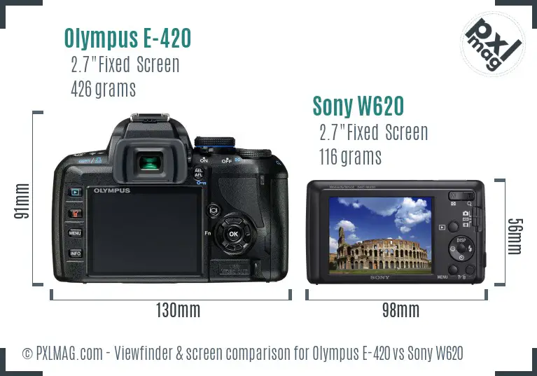 Olympus E-420 vs Sony W620 Screen and Viewfinder comparison