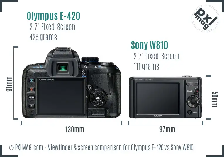 Olympus E-420 vs Sony W810 Screen and Viewfinder comparison