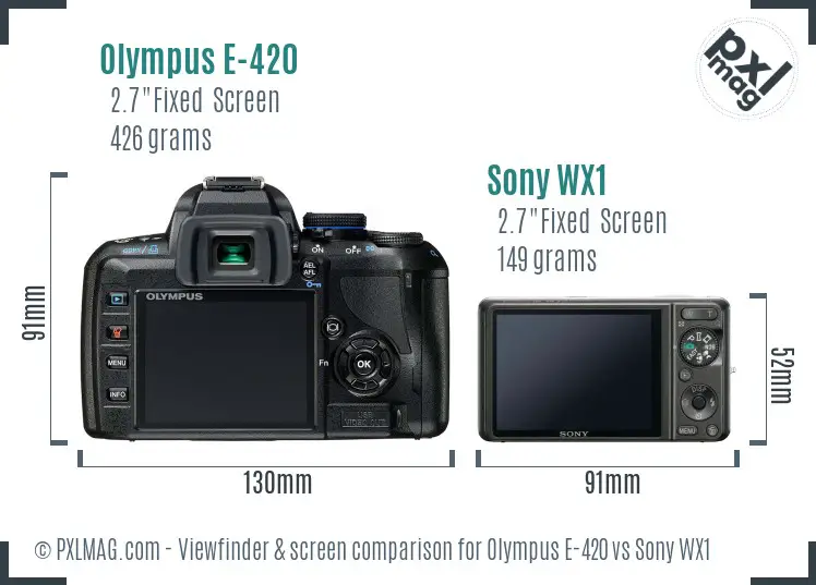 Olympus E-420 vs Sony WX1 Screen and Viewfinder comparison