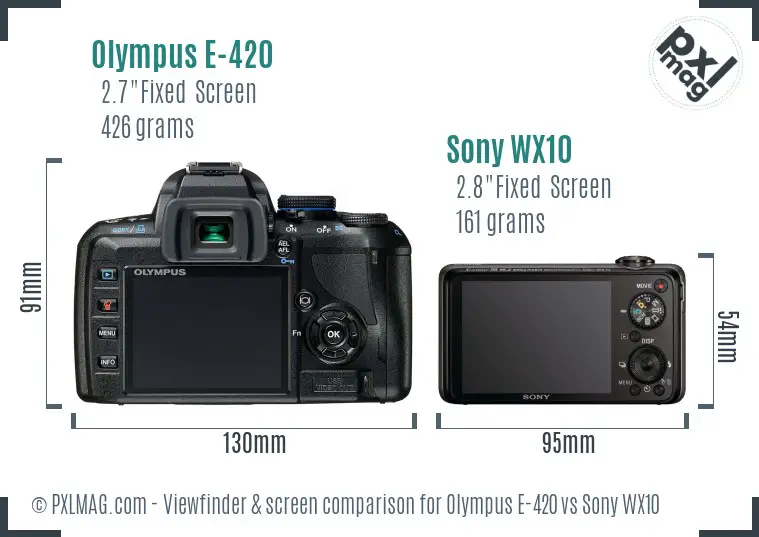 Olympus E-420 vs Sony WX10 Screen and Viewfinder comparison