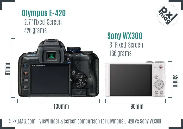 Olympus E-420 vs Sony WX300 Screen and Viewfinder comparison Olympus E-420 vs Sony WX300 Screen and Viewfinder comparison