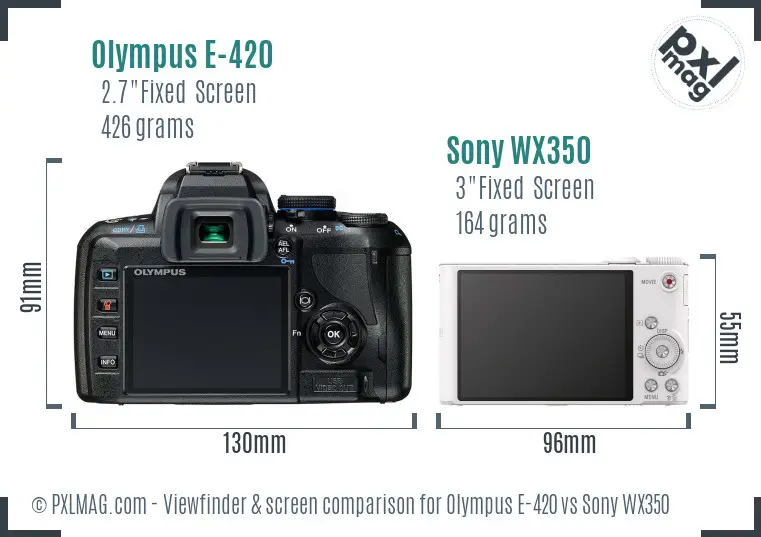 Olympus E-420 vs Sony WX350 Screen and Viewfinder comparison