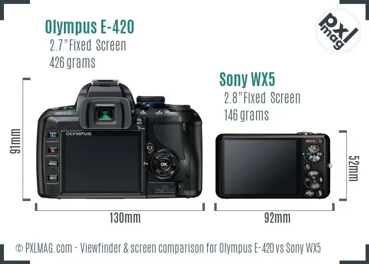 Olympus E-420 vs Sony WX5 Screen and Viewfinder comparison