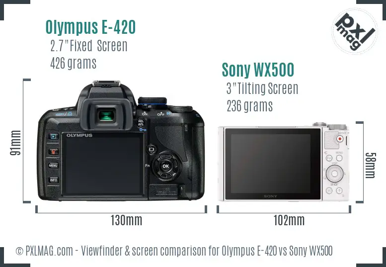 Olympus E-420 vs Sony WX500 Screen and Viewfinder comparison