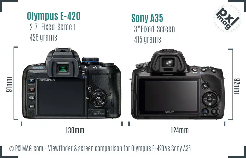 Olympus E-420 vs Sony A35 Screen and Viewfinder comparison