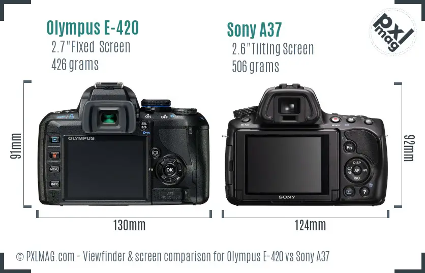 Olympus E-420 vs Sony A37 Screen and Viewfinder comparison