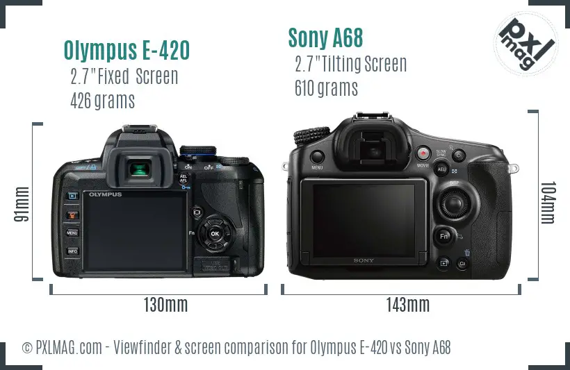 Olympus E-420 vs Sony A68 Screen and Viewfinder comparison